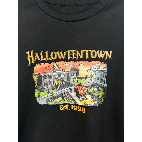 HALLOWEENTOWN Unisex Sweatshirt XL Black Est.1998 Retro Pumpkin Halloween Movie - Picture 2 of 10